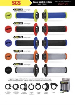 PROGRIP MANETKI PG708 OFF ROAD Z BLOKADĄ SCS LOCK-ON + 6 ADAPTERÓW ROLGAZU 22+25MM DWUSKŁ. 70