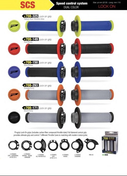 PROGRIP MANETKI PG708 OFF ROAD Z BLOKADĄ SCS LOCK-ON + 6 ADAPTERÓW ROLGAZU 22+25MM DWUSKŁ. 70 PROGRIP MANETKI PG708 OFF ROAD Z BLOKADĄ SCS LOCK-ON + 6 ADAPTERÓW ROLGAZU 22+25MM DWUSKŁ. 70