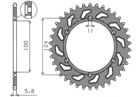 SUNSTAR ZĘBATKA TYLNA 1027 43 DUCATI MONSTER 695 '08, MONSTER 800 '03-'04