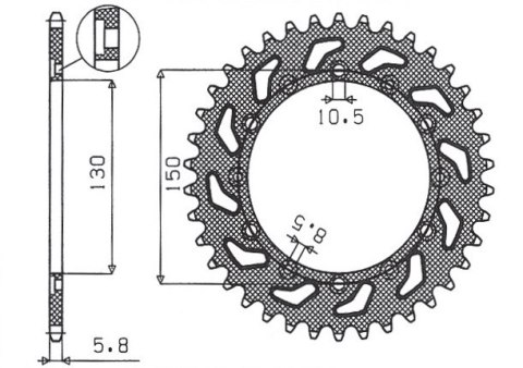 SUNSTAR ZĘBATKA TYLNA 236 46/245 46 NX 650 95-01