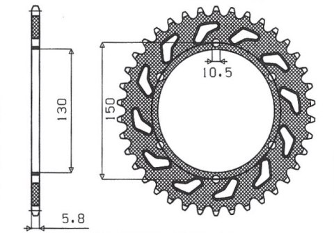 SUNSTAR ZĘBATKA TYŁ 236 46 HONDA NX 650 95-01, YAMAHA XJ 6 09-15 JTR305.46