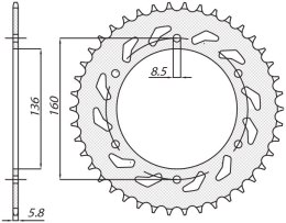 SUNSTAR ZĘBATKA TYŁ 3552 42 APRILIA PEGASO 600 90-93, 650 92-04, BMW F650 9