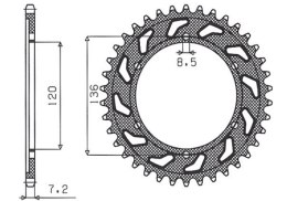 SUNSTAR ZĘBATKA TYLNA 4324 57 YAMAHA TDR 125 '93-'99