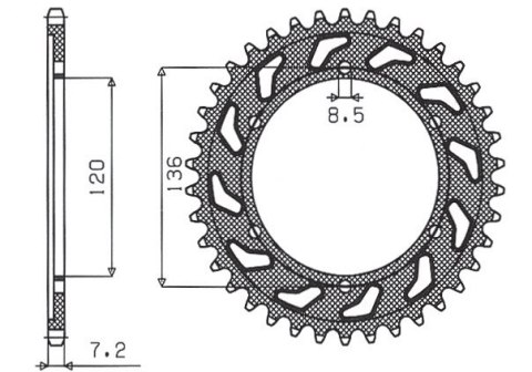 SUNSTAR ZĘBATKA TYLNA 4324 57 YAMAHA TDR 125 '93-'99