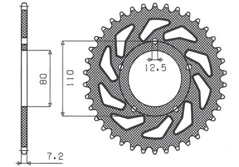 SUNSTAR ZĘBATKA TYŁ 4350 45 HONDA VT 600C SHADOW 90-07, XRV 750 AFRICA TWIN