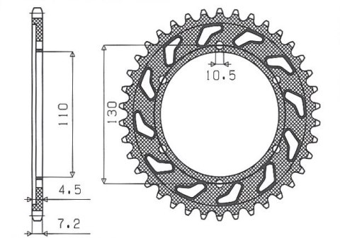 SUNSTAR ZĘBATKA TYŁ 4385 48 YAMAHA R6 06-15, MT-09 14-15 TENERE /WORLD RAID