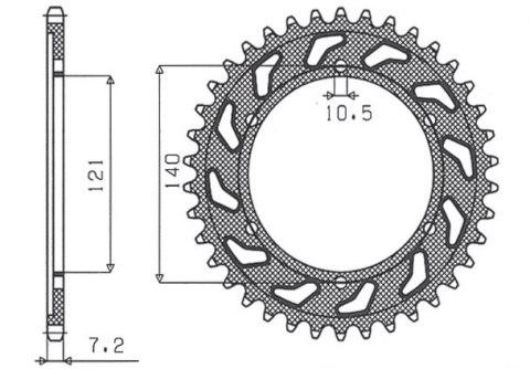 SUNSTAR ZĘBATKA TYLNA 4433 45 CAGIVA 650 RAPTOR 01-07 ŁAŃC. 525 443345JT