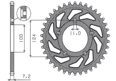 SUNSTAR ZĘBATKA TYLNA 4443 38 DUCATI 749 03-06 JTR744.38 ŁAŃC. 525 444338JT