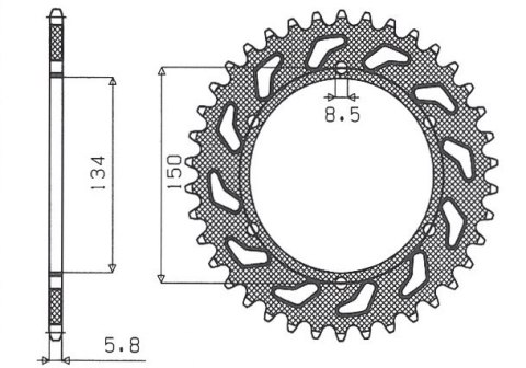 SUNSTAR ZĘBATKA TYLNA 489 50 KX/KXF 84-18