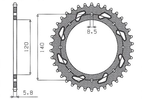 SUNSTAR ZĘBATKA TYLNA 491 46 KAWASAKI KLE 500 '91-07