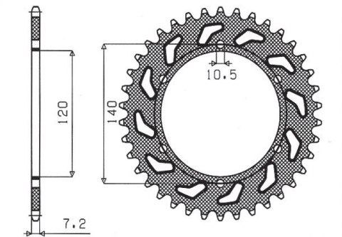 SUNSTAR ZĘBATKA TYŁ 5301 38 KAWASAKI ZR7 99-04 JTR498.38 ŁAŃC. 525 530138JT
