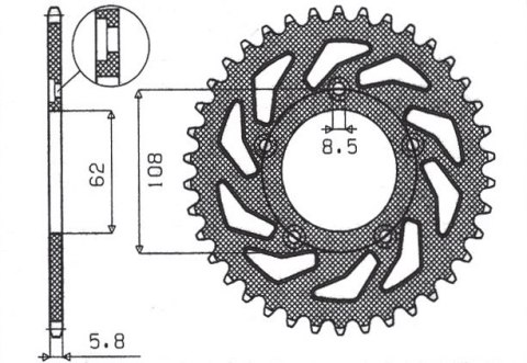 SUNSTAR ZĘBATKA TYLNA 714 43 APRILIA RS 125 '93-'05 *