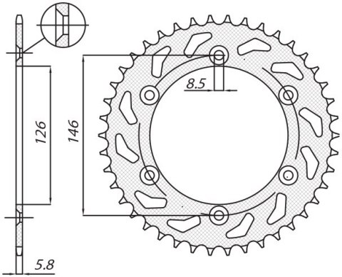 SUNSTAR ZĘBATKA TYLNA 808 49 SUZUKI RM/RMZ JTR808.49 ŁAŃC. 520 80849JT
