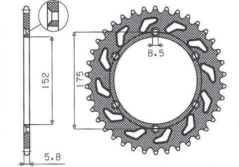 SUNSTAR ZĘBATKA TYLNA 856 48 YAMAHA TT600 R '98-'03, TT600S '93-'95