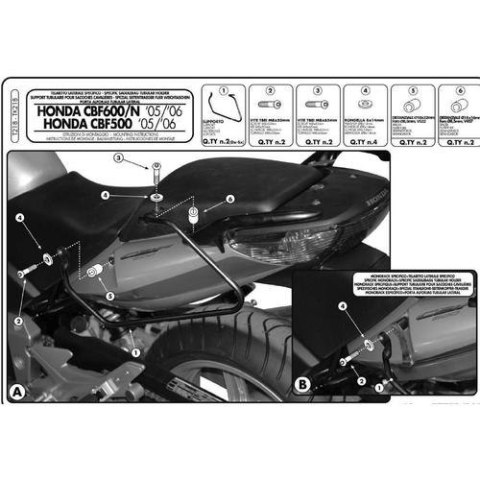 KAPPA STELAŻ POD TORBY SAKWY BOCZNE HONDA CBF 500 04-09, 600S/N 1000 06-09