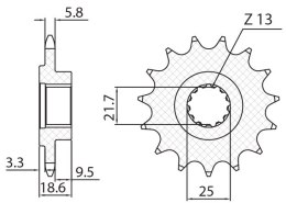 SUNSTAR ZĘBATKA PRZEDNIA 2119 14 KAWASAKI Z 750 '04-'12, Z 800 '13-'16