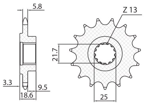 SUNSTAR ZĘBATKA PRZEDNIA 2119 14 KAWASAKI Z 750 '04-'12, Z 800 '13-'16