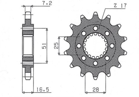 SUNSTAR ZĘBATKA PRZEDNIA 2147 17 KTM 950/990/1190 '06-'13