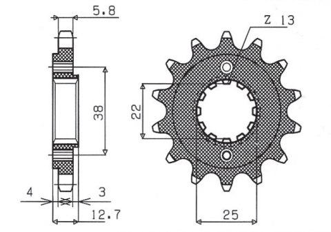 SUNSTAR ZĘBATKA PRZEDNIA 511 15 KAWASAKI KLR 650 '90-'14