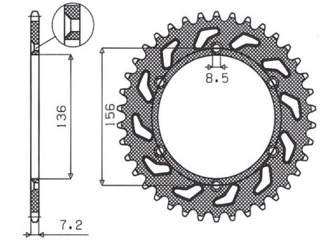 SUNSTAR ZĘBATKA TYLNA 4365 43 SUZUKI DR 650 SE '96-'12