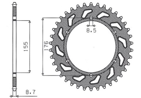 SUNSTAR ZĘBATKA TYLNA 4392 42 TRIUMPH 900/955/1000