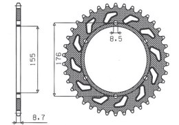 SUNSTAR ZĘBATKA TYLNA 4392 43 TRIUMPH 900/955/1000