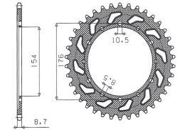 SUNSTAR ZĘBATKA TYLNA 4434 43 VFR750,VFR800 V-TEC 02