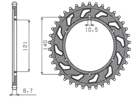 SUNSTAR ZĘBATKA TYLNA 4435 40 CAGIVA RAPTOR 1000 00-06 ŁAŃC. 530 443540JT