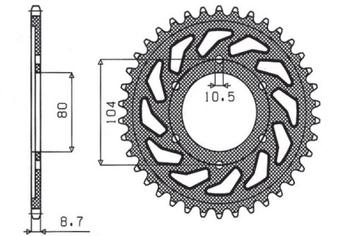 SUNSTAR ZĘBATKA TYLNA 488 42 KAWASAKI ZRX 1200 R/S 01-06, ZXR 750 91-92