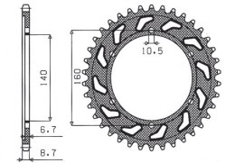SUNSTAR ZĘBATKA TYŁ 502 44 KAWASAKI GPX 750R, GPZ 750/900/1100, ZRX/ZZR 110