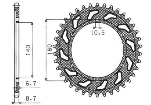 SUNSTAR ZĘBATKA TYŁ 502 45 KAWASAKI GPX 750R, GPZ 750/900/1100, ZRX/ZZR 110