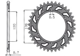 SUNSTAR ZĘBATKA TYLNA 864 44 YAMAHA XJ 600 H,N 84-91, YX 600 RADIAN 86-87