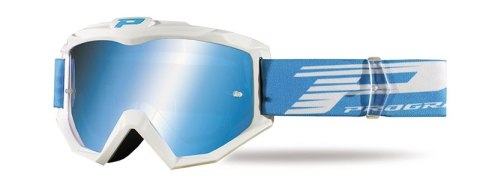 PROGRIP GOGLE PG3201 FL ATZAKI BIAŁY SZYBA PG3253 BLUE LUSTRZANA, ANTISCRAT