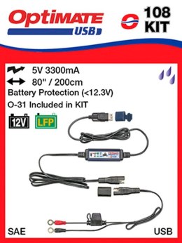 OPTIMATE ŁADOWARKA USB ZE ZŁĄCZEM SAE 3300MA I ZŁĄCZEM O31 (EL)