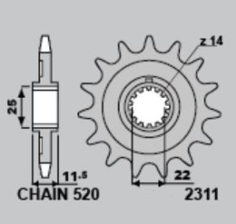 GROSSKOPF ZĘBATKA PRZÓD 2311 13 SHERCO 250 SE/SE-R 14-16, 250SE-F 13-14, 30