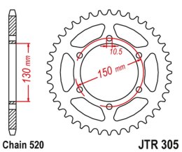 JT ZĘBATKA TYŁ 236 46 HONDA NX 650 95-01, YAMAHA XJ 6 09-15 23646JTZBK ŁAŃC