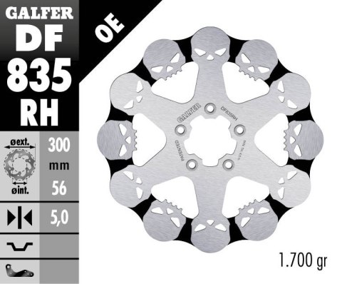 GALFER TARCZA HAMULCOWA PRZÓD HARLEY-DAVIDSON 300X56X5 SKULL WZÓR CZASZKI GALFER TARCZA HAMULCOWA PRZÓD HARLEY-DAVIDSON 300X56X5 SKULL WZÓR CZASZKI