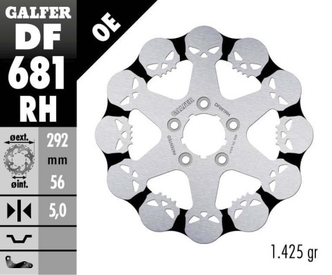 GALFER TARCZA HAMULCOWA TYŁ HARLEY-DAVIDSON 292X56X5 SKULL WZÓR CZASZKI GALFER TARCZA HAMULCOWA TYŁ HARLEY-DAVIDSON 292X56X5 SKULL WZÓR CZASZKI