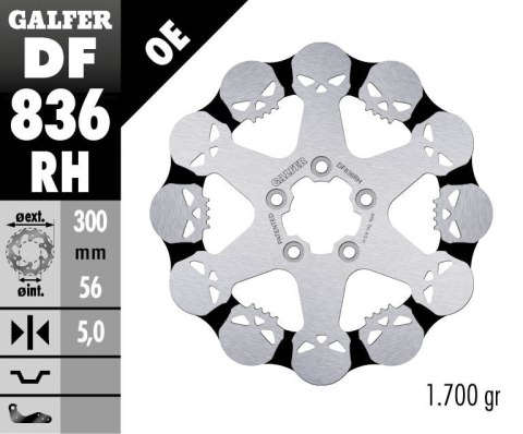 GALFER TARCZA HAMULCOWA TYŁ HARLEY-DAVIDSON 300X56X5 SKULL WZÓR CZASZKI GALFER TARCZA HAMULCOWA TYŁ HARLEY-DAVIDSON 300X56X5 SKULL WZÓR CZASZKI
