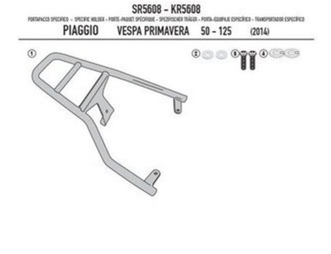 KAPPA STELAŻ KUFRA PIAGGIO VESPA PRIMAVERA 50-125-150 14-19, SPRINT 14-19 BEZ PŁYTY