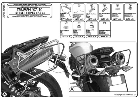 KAPPA STELAŻ POD TORBY SAKWY BOCZNE TRIUMPH STREET TRIPLE 675 07-12-RÓWNIEŻ KUFRY RA314 EASY LOCK