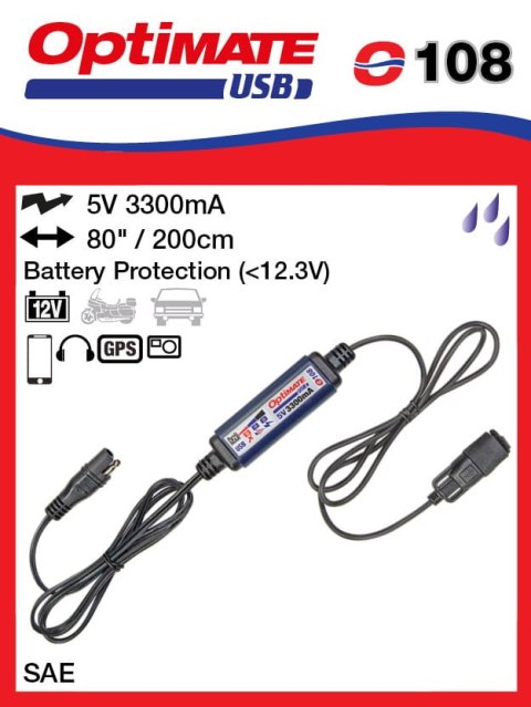 OPTIMATE ŁADOWARKA USB ZE ZŁĄCZEM SAE 3300MA (EL)