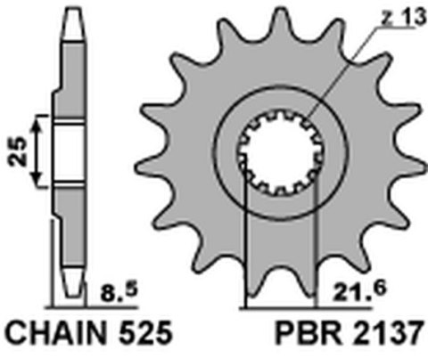 PBR ZĘBATKA PRZEDNIA 2137 17 KAWASAKI ZX10R '04-'18