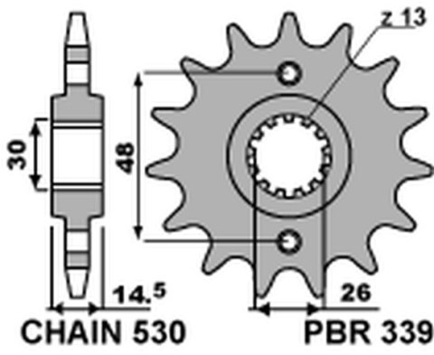 PBR ZĘBATKA PRZEDNIA 339 16 HONDA VFR 800 02-14 JTF339.16 ŁAŃC. 530 33916JT