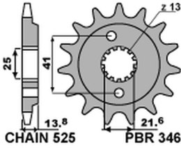 PBR ZĘBATKA PRZEDNIA 346 16 HONDA VT 600C SHADOW '90-'07