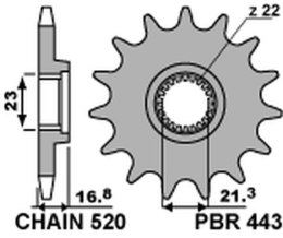 PBR ZĘBATKA PRZEDNIA 443 16 YAMAHA XJ 600 DIVERSION '92-'03