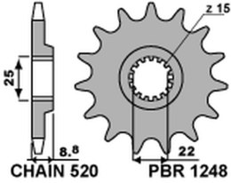 PBR ZĘBATKA PRZEDNIA 1248 12 KTM SX/EXC 91-19 JTF1901.12 ŁAŃC. 520 124812JT