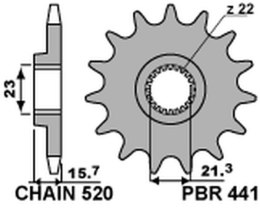 PBR ZĘBATKA PRZEDNIA 441 14 YAMAHA XT 600 '89-'98, XTZ 660 '91-'98