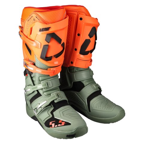 LEATT BUTY CROSS 5.5 FLEXLOCK ENDURO BOOTS CACTUS GREEN/ORANGE 48 31.5 CM