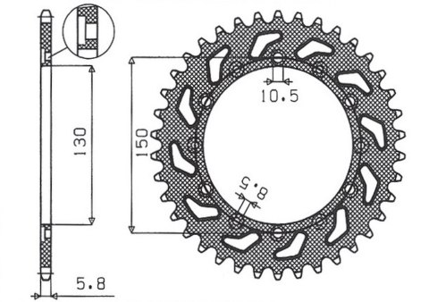 SUNSTAR ZĘBATKA TYŁ 236 52/245 52 HONDA NX 650 95-01, YAMAHA XJ 6 09-15, WR